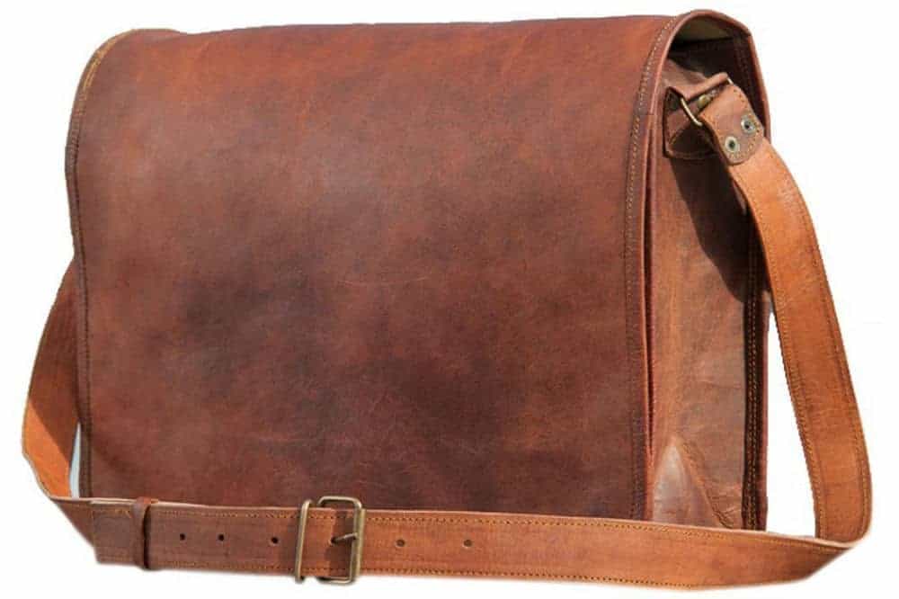 PhoenixCraft Leather Full Flap Messenger Handmade Bag Laptop Bag Satchel Bag Padded Messenger Bag School Bag 15X11X4 Inches Brown Review